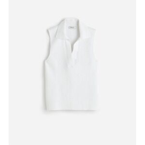 Madewell Cotton Johnny-Collar Sweater Tank Sleeveless Polo Top White Size XXS